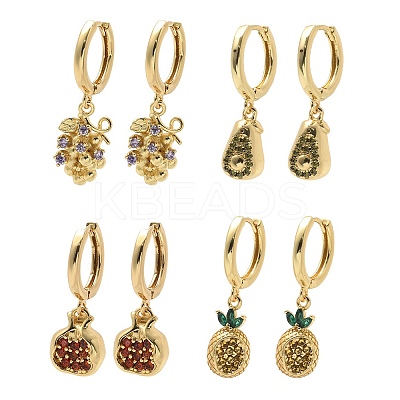 Brass Cubic Zirconia Hoop Earrings EJEW-Q015-02G-1