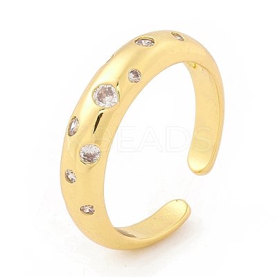 Clear Cubic Zirconia Open Cuff Ring RJEW-I083-15G-1