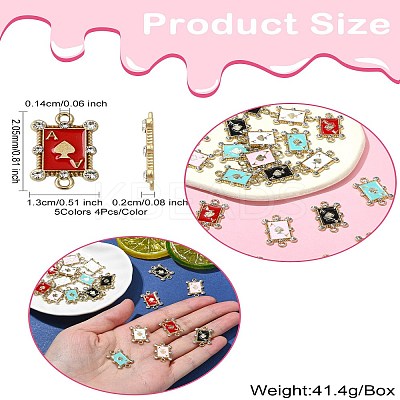 20Pcs 5 Colors Alloy Crystal Rhinestone Spades Connector Charms FIND-CJ0003-05-1