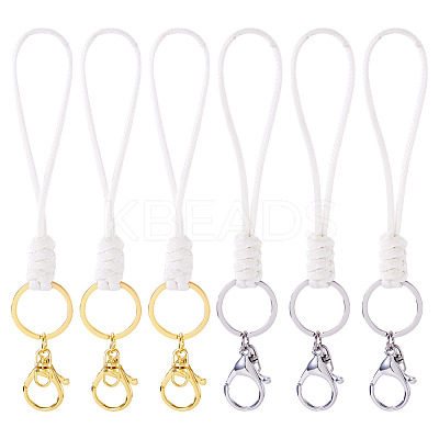 10Pcs 2 Colors Eco-Friendly Korean Waxed Polyester Cord Keychains KEYC-TA00035-1