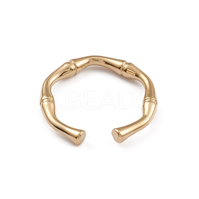 Ion Plating(IP) 304 Stainless Steel Bamboo Joint Open Cuff Rings for Women RJEW-G285-09G-1