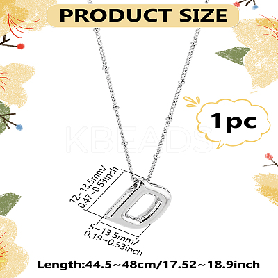 1pc Brass Chain with Alloy Letter Pendants Necklaces NJEW-LP0001-41D-P-1