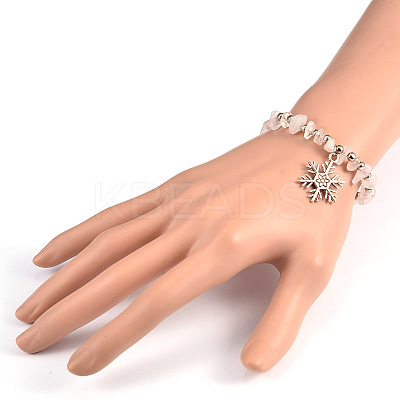 Natural Gemstone Beaded Stretch Kids Charm Bracelets BJEW-JB01827-1
