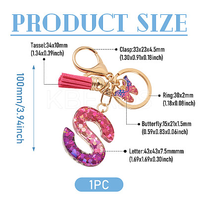 Alloy Resin Butterfly Keychains KEYC-TADJ0002-02G-S-1