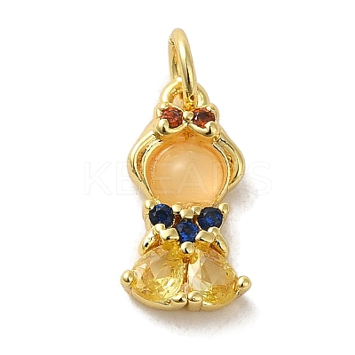 Brass Micro Pave Colorful Cubic Zirconia Glass Pendants KK-R162-026H-G-1