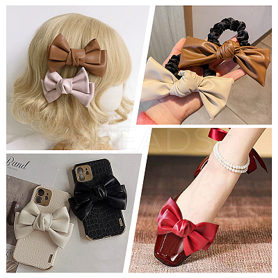 8Pcs 4 Colors Imitation Leather Bowknot Accessories DIY-PH0013-38-1