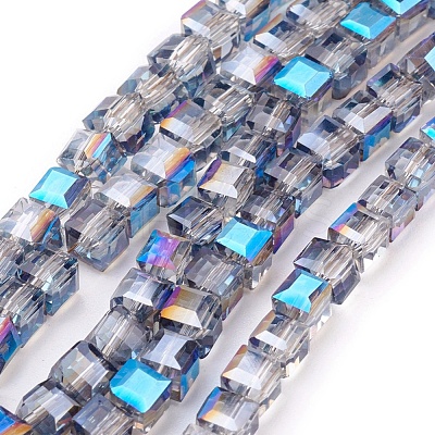 1 Strand Electroplate Glass Beads Strands X-EGLA-D018-4x4mm-16-1