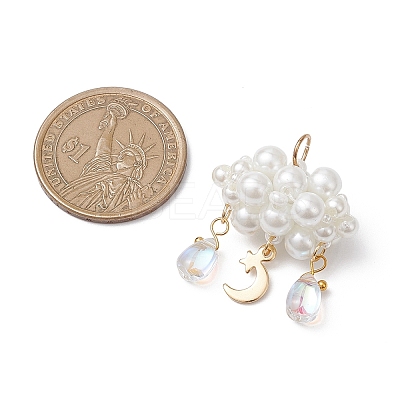 Pearlized Glass Pearl Beads Pendants PALLOY-MZ01101-03-1