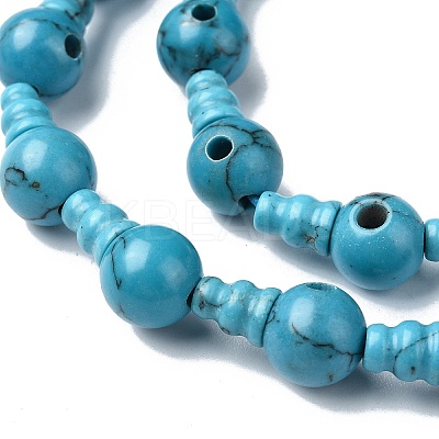 Synthetic Turquoise 3-Hole Guru Bead Strands G-K149-47-1