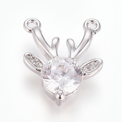 Christmas Brass Micro Pave Cubic Zirconia Pendants X-ZIRC-G166-03P-1