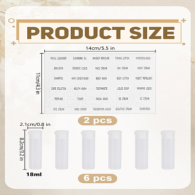 6Pcs Transparent PE Plastic Flip Top Cap Bottles MRMJ-LP0001-30-1