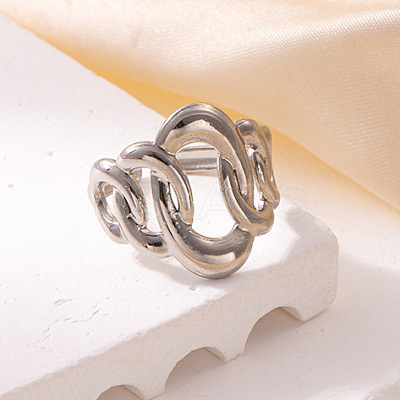 201 Stainless Steel Oval Link Chain Cuff Rings FS-WG16057-16-1