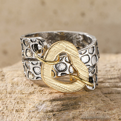 Hammered Alloy Finger Link Rings for Women FS-WG9B92C-05-1
