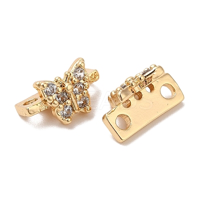 Brass Micro Pave Clear Cubic Zirconia Connector Charms KK-B074-03G-1