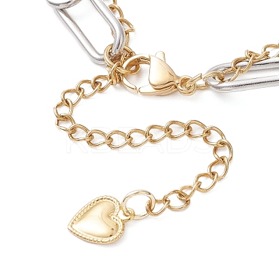 304 Stainless Steel Paperclip Chains and Curb Chains Multi-layered Bracelets BJEW-JB12750-1