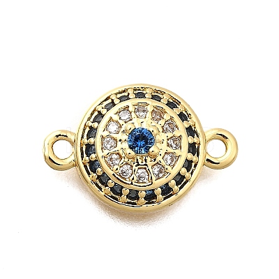 Brass Micro Pave Blue and Clear Cubic Zirconia Connector Charms KK-P336-13G-1