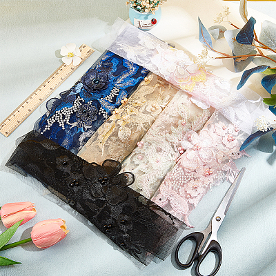 3D Flower Organgza Polyester Embroidery Ornament Accessories DIY-WH0297-20B-1