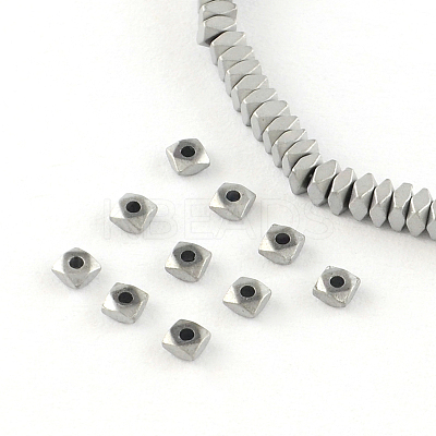 Square Electroplated Non-magnetic Synthetic Hematite Bead Spacers G-R259-76G-1