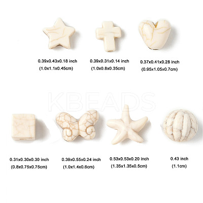 140Pcs 7 Styles Synthetic Howlite Beads G-FP0001-09-1