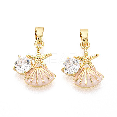 Brass Micro Pave Clear Cubic Zirconia Charms KK-N259-09A-G-1