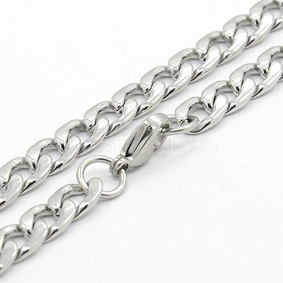 Tarnish Resistant Men's 304 Stainless Steel Curb Chain Necklaces LS-STAS-O037-77P-1
