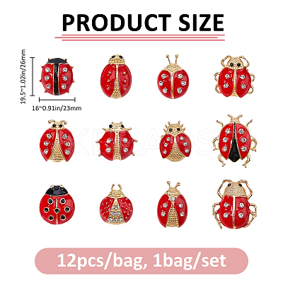 1 Bag Ladybug Enamel Pins JEWB-FH0002-56-1