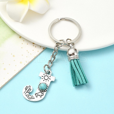 Alloy with Resin Imitation Synthetic Turquoise Keychain KEYC-YW00087-10-1