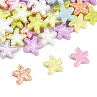 40Pcs UV Plating Opaque Acrylic Beads OACR-FS0002-26-1