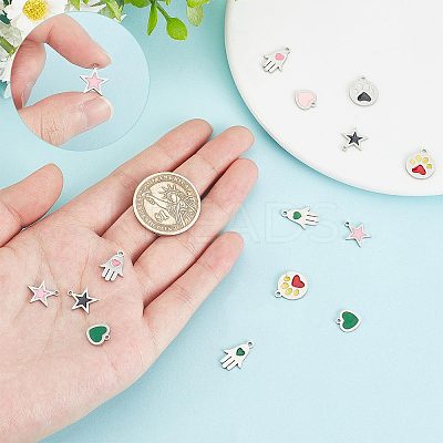 16Pcs 4 Style 304 Stainless Steel Enamel Charms STAS-SC0003-10-1