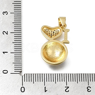 Brass Micro Pave Clear Cubic Zirconia Pendants CU-CBA108A-07G-02-1