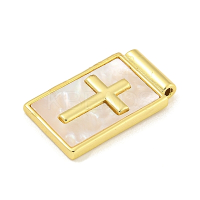 Rack Plating Brass Pave Shell Pendants KK-Z053-26G-01-1