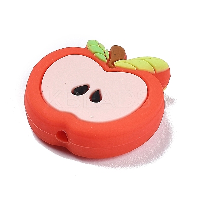 Apple Food Grade Eco-Friendly Silicone Focal Beads SIL-B001-02A-1