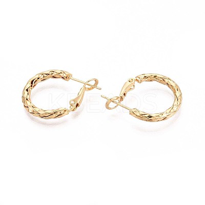 Woven Brass Hoop Earrings EJEW-T047-98G-1