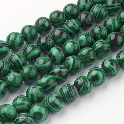 Synthetic Malachite Bead Strands G-G735-70-8mm-1