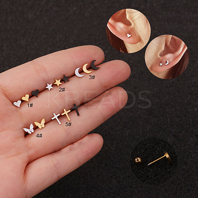 316L Surgical Stainless Steel Heart Cartilage Earrings WG4488A-08-1