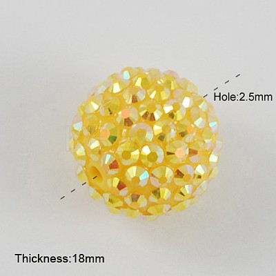 AB Color Chunky Round Resin Rhinestone Bubblegum Ball Beads X-RESI-S256-20mm-SAB10-1