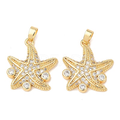 Brass Micro Pave Clear Cubic Zirconia Pendants KK-G543-09G-03-1