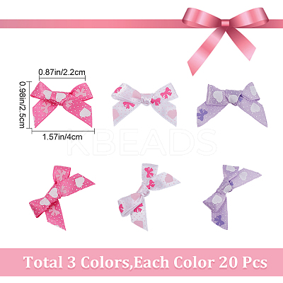 60Pcs 3 Colors Bowknot Polyester Ribbon DIY-GF0006-70-1