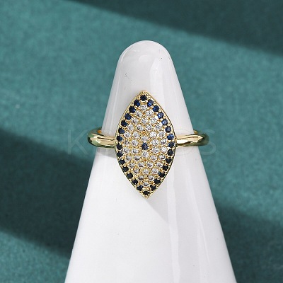 Brass Micro Pave Cubic Zirconia Cuff Open Rings for Women RJEW-K264-09B-G-1