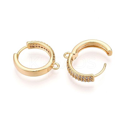 Brass Micro Pave Cubic Zirconia Hoop Earring Finding KK-N261-48G-1