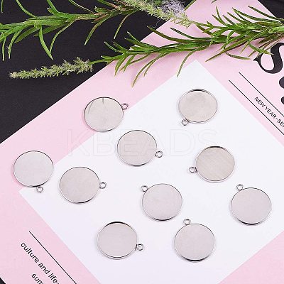 304 Stainless Steel Pendant Cabochon Settings STAS-NB0001-03P-1