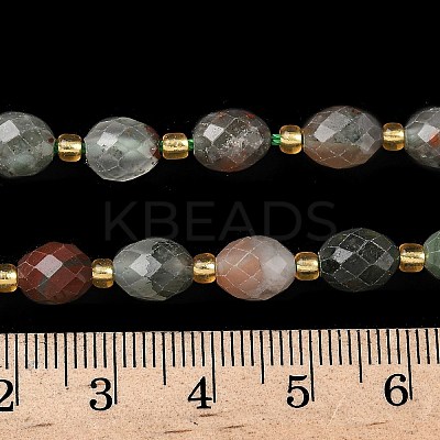 Natural Bloodstone/Heliotrope Stone Beads Strands G-F809-A13-01-1