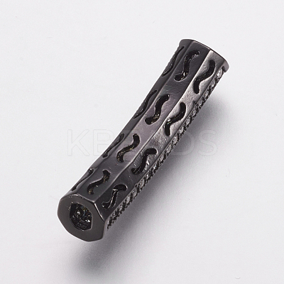 Brass Micro Pave Cubic Zirconia Tube Beads ZIRC-E143-22B-1