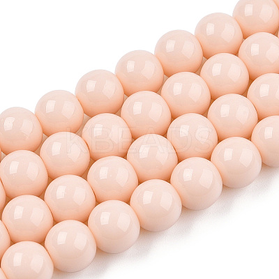 Opaque Solid Color Glass Beads Strands X-GLAA-T032-P8mm-09-1