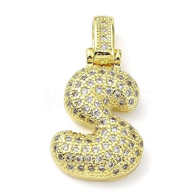Brass Micro Pave Clear Cubic Zirconia Pendants KK-M279-01G-S-1