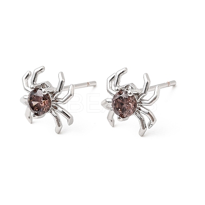 Spider Brass Micro Pave Cubic Zirconia Stud Earrings EJEW-L306-04P-01-1