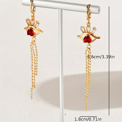 Fashionable Classic Brass Cubic Zirconia Eye Tassel Hoop Earrings MP5699-1