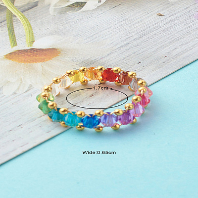 Transparent Acrylic Beads Finger Rings X1-RJEW-TA00004-1
