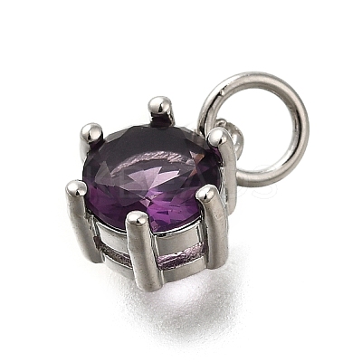 Brass Pave Cubic Zirconia Pendants KK-V002-23P-05-1