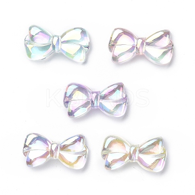 UV Plating Rainbow Iridescent Acrylic Beads OACR-H015-01-1